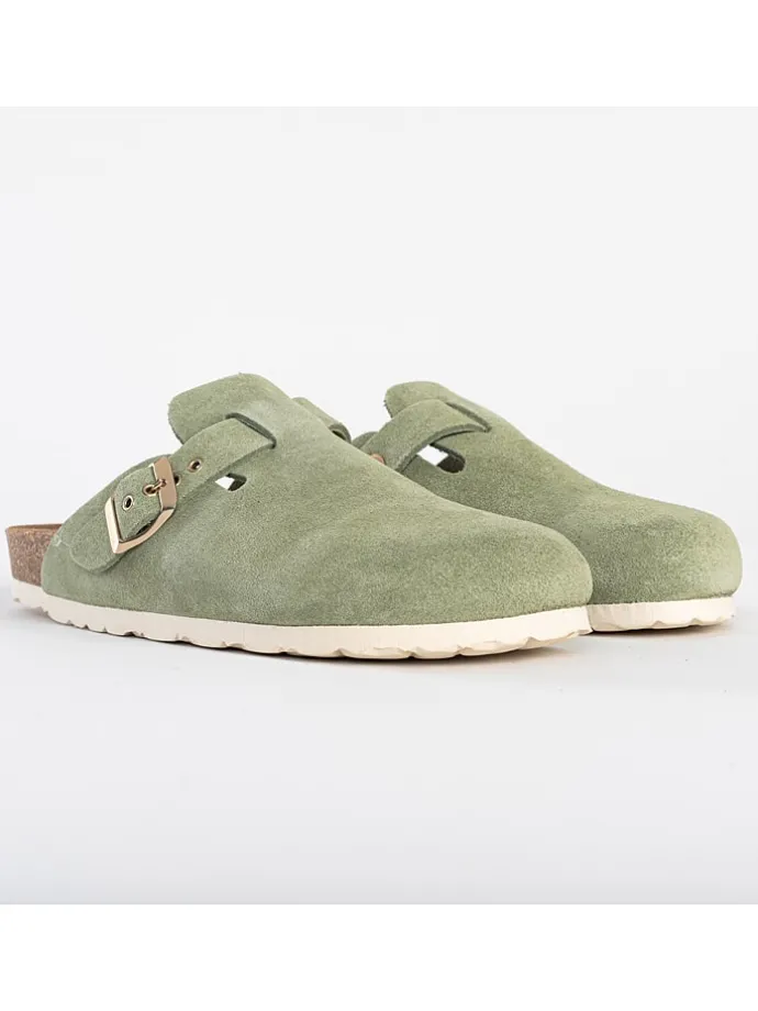 Leren clogs "Molky" lichtgroen