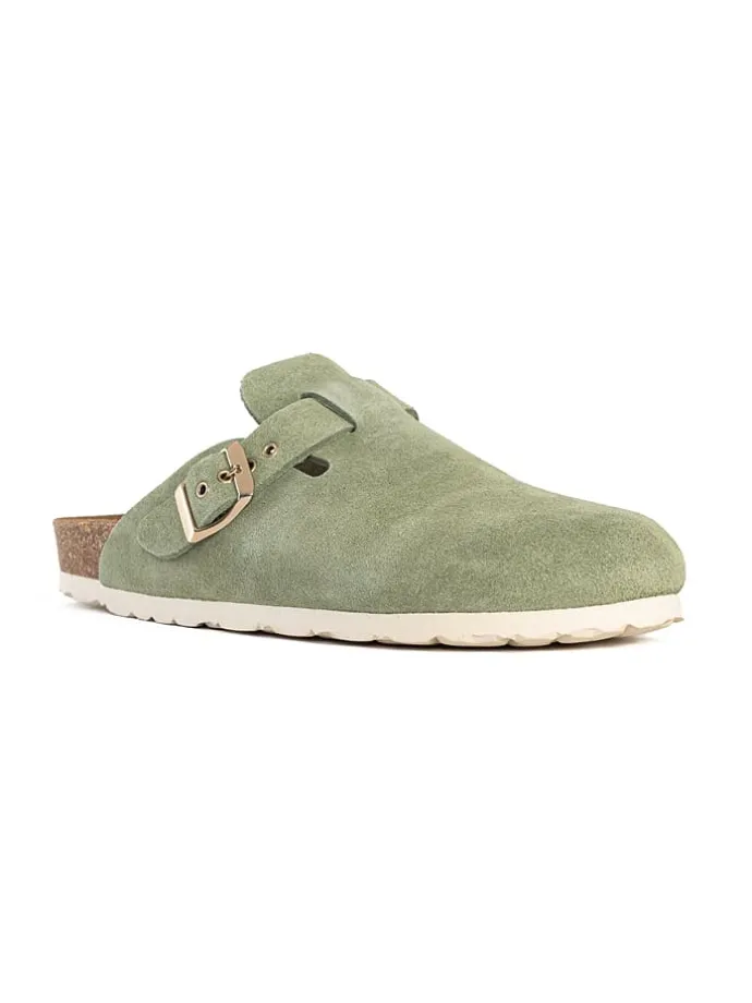 Leren clogs "Molky" lichtgroen