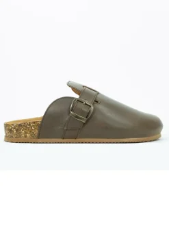 Leren clogs taupe