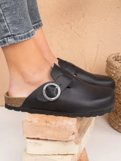 Leren clogs zwart