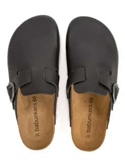 Leren clogs zwart