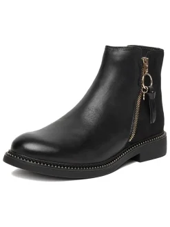 Leren enkelboots zwart