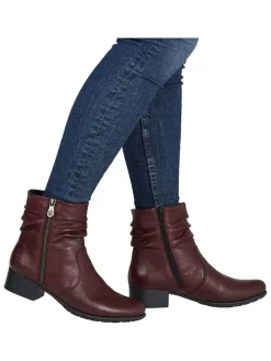 Leren enkellaarzen bordeaux