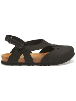 Leren enkelsandalen antraciet