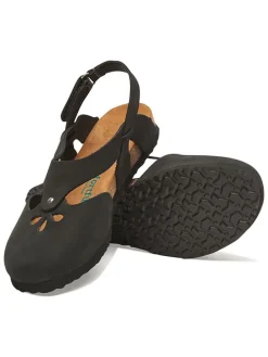 Leren enkelsandalen antraciet