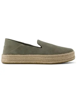 Leren espadrilles kaki