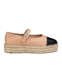 Leren espandrilles beige/zwart