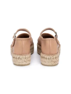 Leren espandrilles beige/zwart