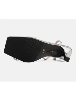 Leren haksandalen "At the Disco" zilverkleurig