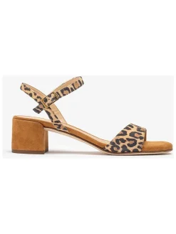 Leren haksandalen beige/bruin