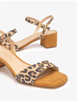 Leren haksandalen beige/bruin