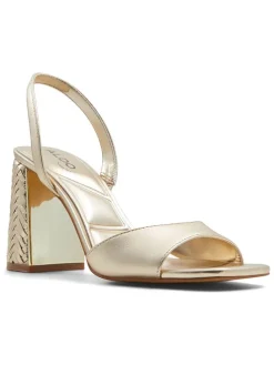 Leren haksandalen champagnekleurig