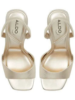 Leren haksandalen champagnekleurig