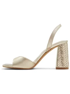 Leren haksandalen champagnekleurig