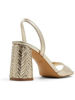 Leren haksandalen champagnekleurig
