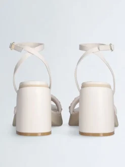Leren haksandalen crème