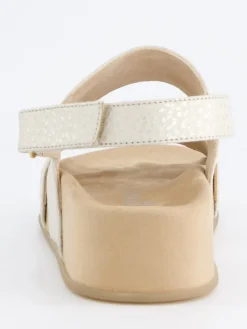 Leren haksandalen crème