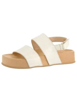 Leren haksandalen crème