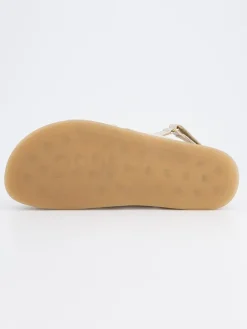 Leren haksandalen crème