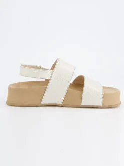 Leren haksandalen crème
