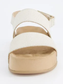 Leren haksandalen crème