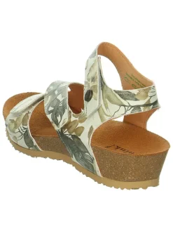 Leren haksandalen "Dumia" beige/groen