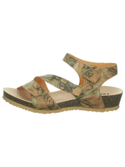 Leren haksandalen "Dumia" lichtbruin/groen