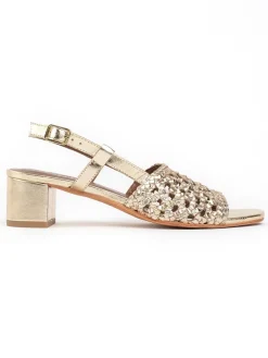 Leren haksandalen "Kama" goudkleurig