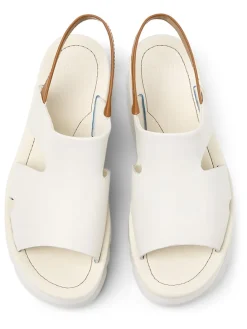 Leren haksandalen lichtbruin/wit