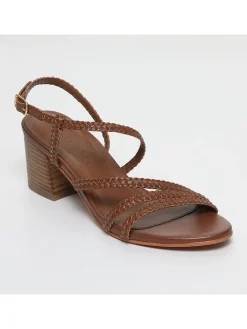 Leren haksandalen lichtbruin