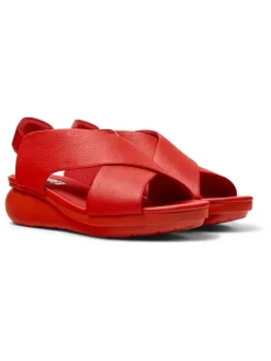 Leren haksandalen rood
