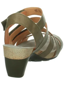 Leren haksandalen "Traudi" kaki