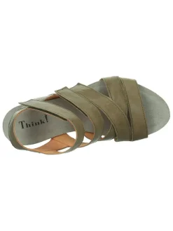 Leren haksandalen "Traudi" kaki