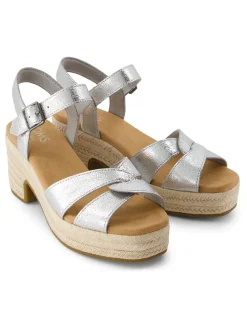 Leren haksandalen zilverkleurig