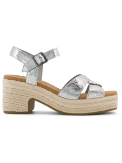 Leren haksandalen zilverkleurig