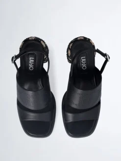 Leren haksandalen zwart