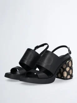 Leren haksandalen zwart