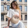 Leren handtas "Dulce" taupe - (B)26 x (H)18 x (D)3 cm
