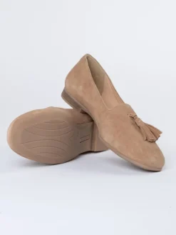 Leren instappers beige