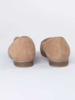 Leren instappers beige