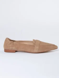Leren instappers beige