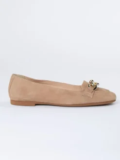 Leren instappers beige