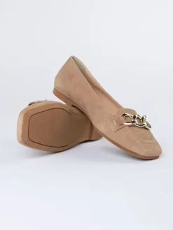 Leren instappers beige