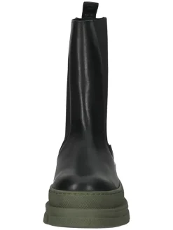 Leren laarzen zwart/kaki