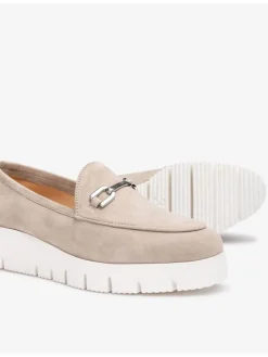 Leren mocassins beige