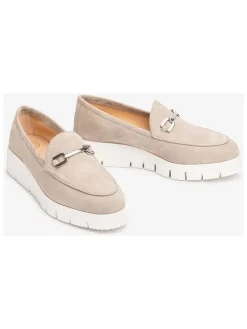 Leren mocassins beige