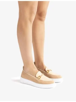 Leren mocassins beige