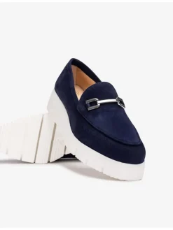 Leren mocassins donkerblauw
