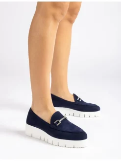 Leren mocassins donkerblauw