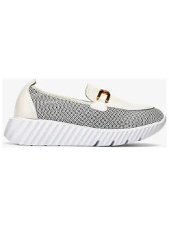 Leren mocassins wit/grijs